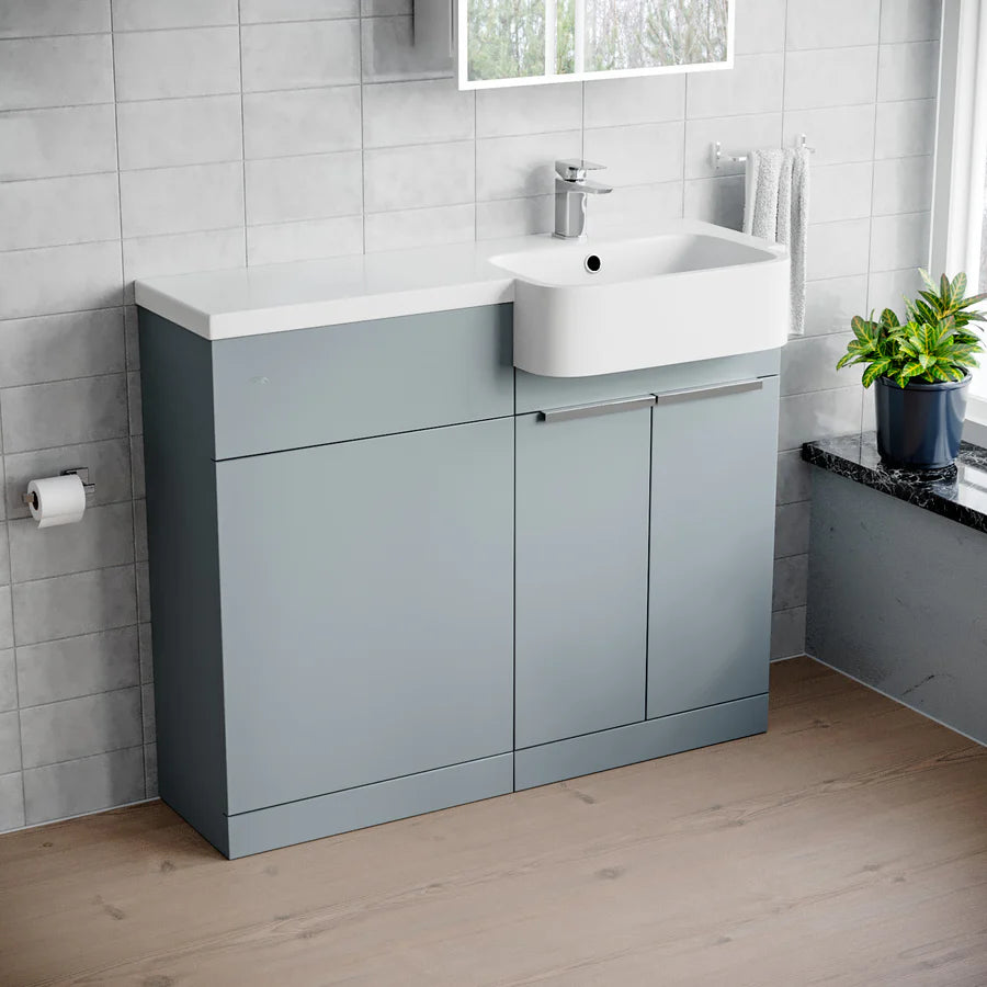 1000mm Right Hand Matte Grey Basin Vanity and WC Unit Chrome Handles