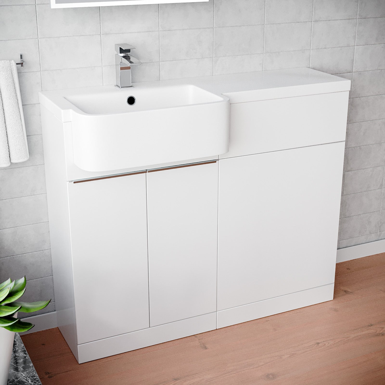 Bretford 1000mm Freestanding White Cabinet with Basin & WC Unit