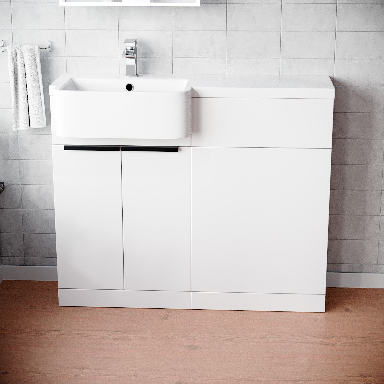 Bretford Freestanding Basin Vanity Unit with Black Handle & WC Unit