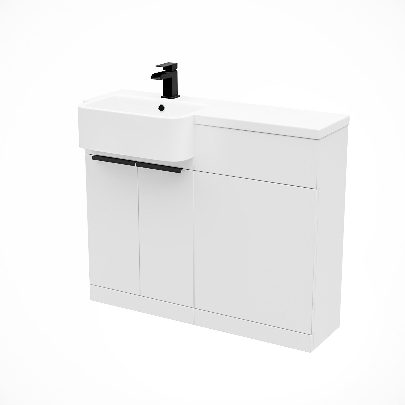 Bretford Black Handle Basin Vanity Unit With Tap & Freestanding WC Unit