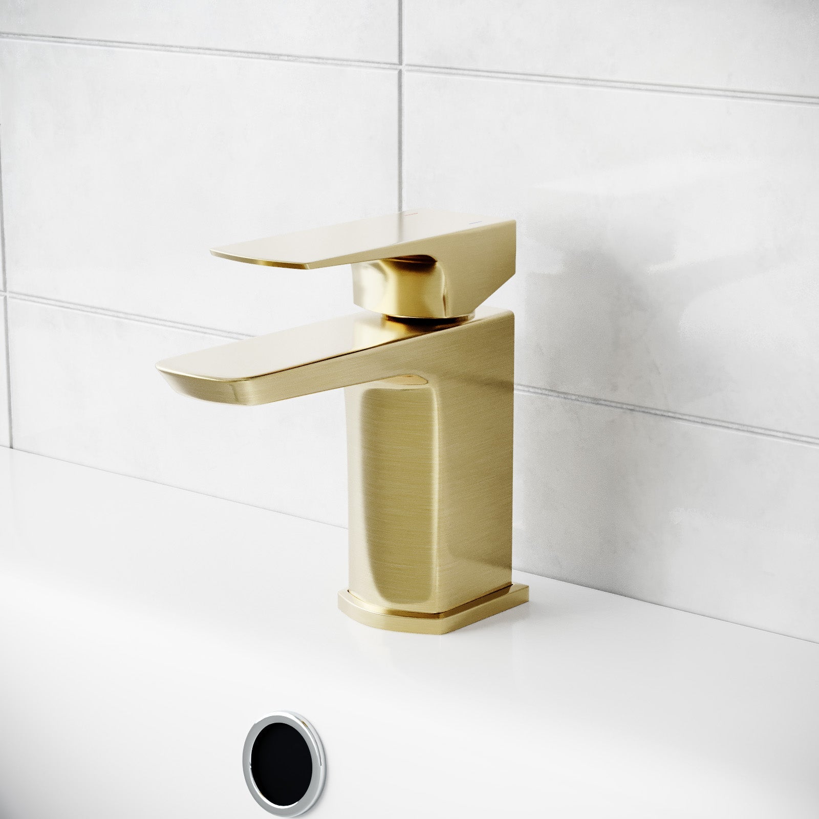 Bretford Brushed Brass Handle Basin Vanity Unit With Tap & WC Unit