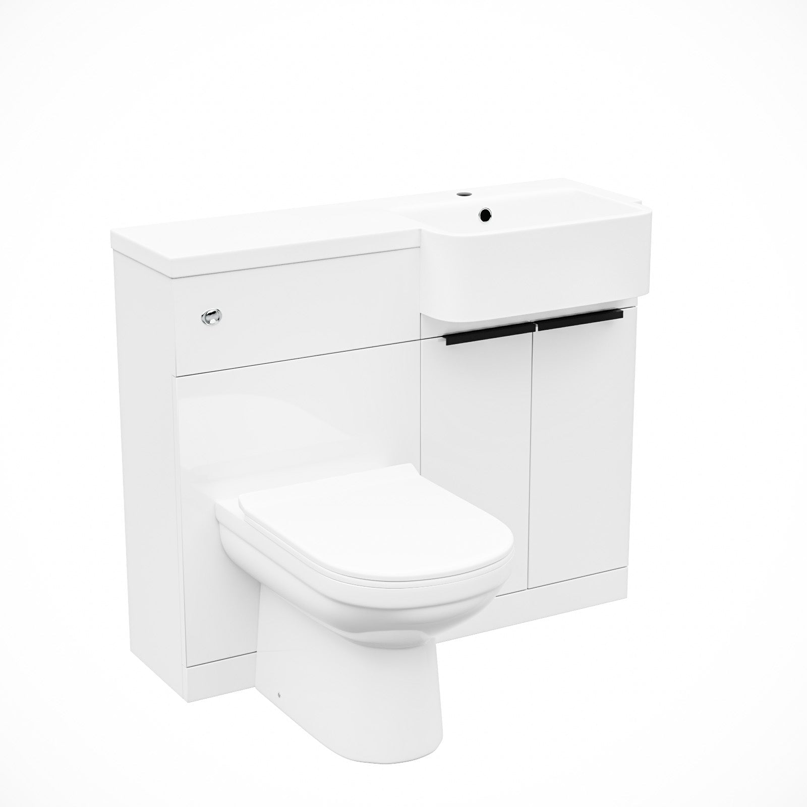 Bretford Freestanding Basin Vanity Unit With Black Handles, WC Unit & Toilet