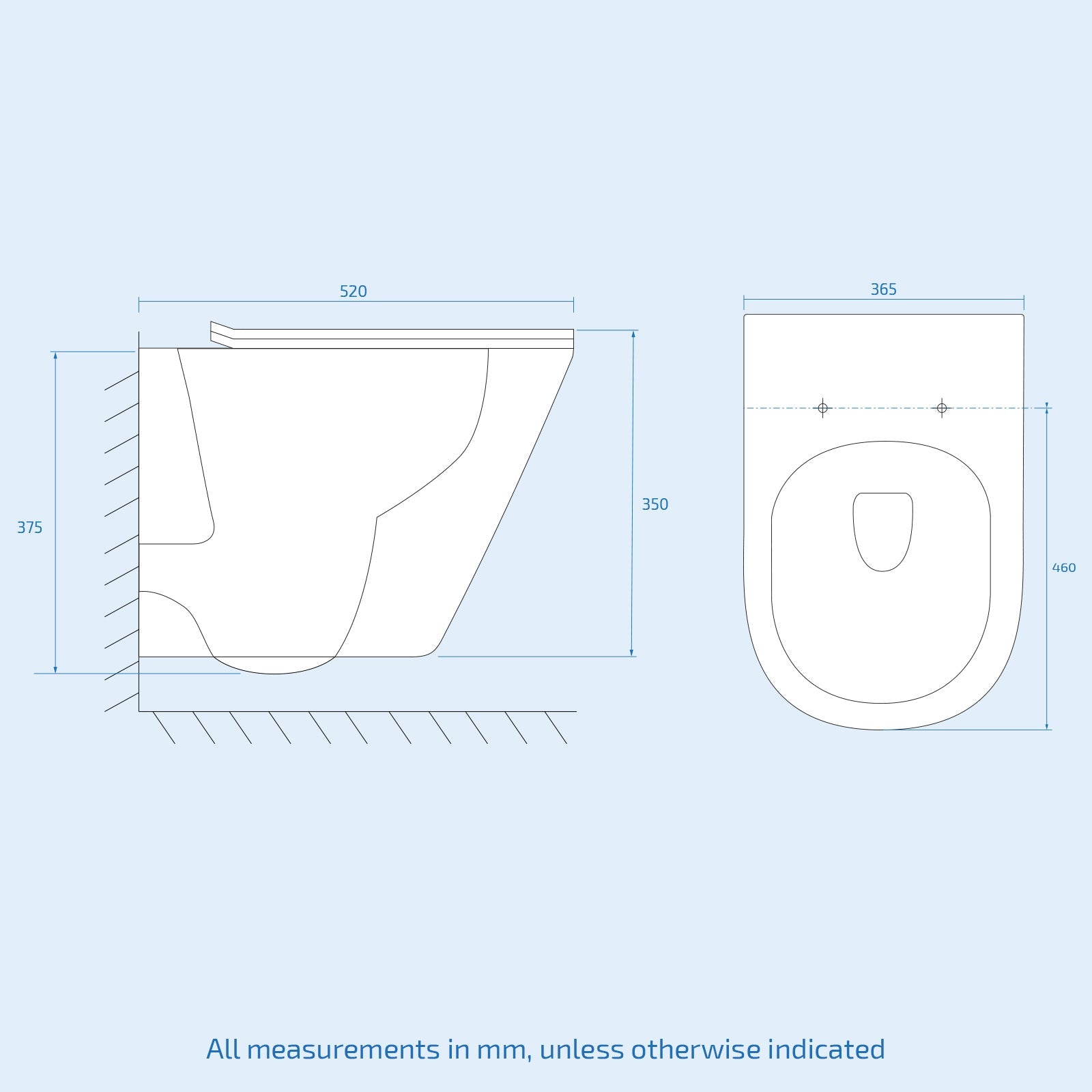 Round Rimless Wall Hung Toilet Pan & Soft Close Seat Matte Black