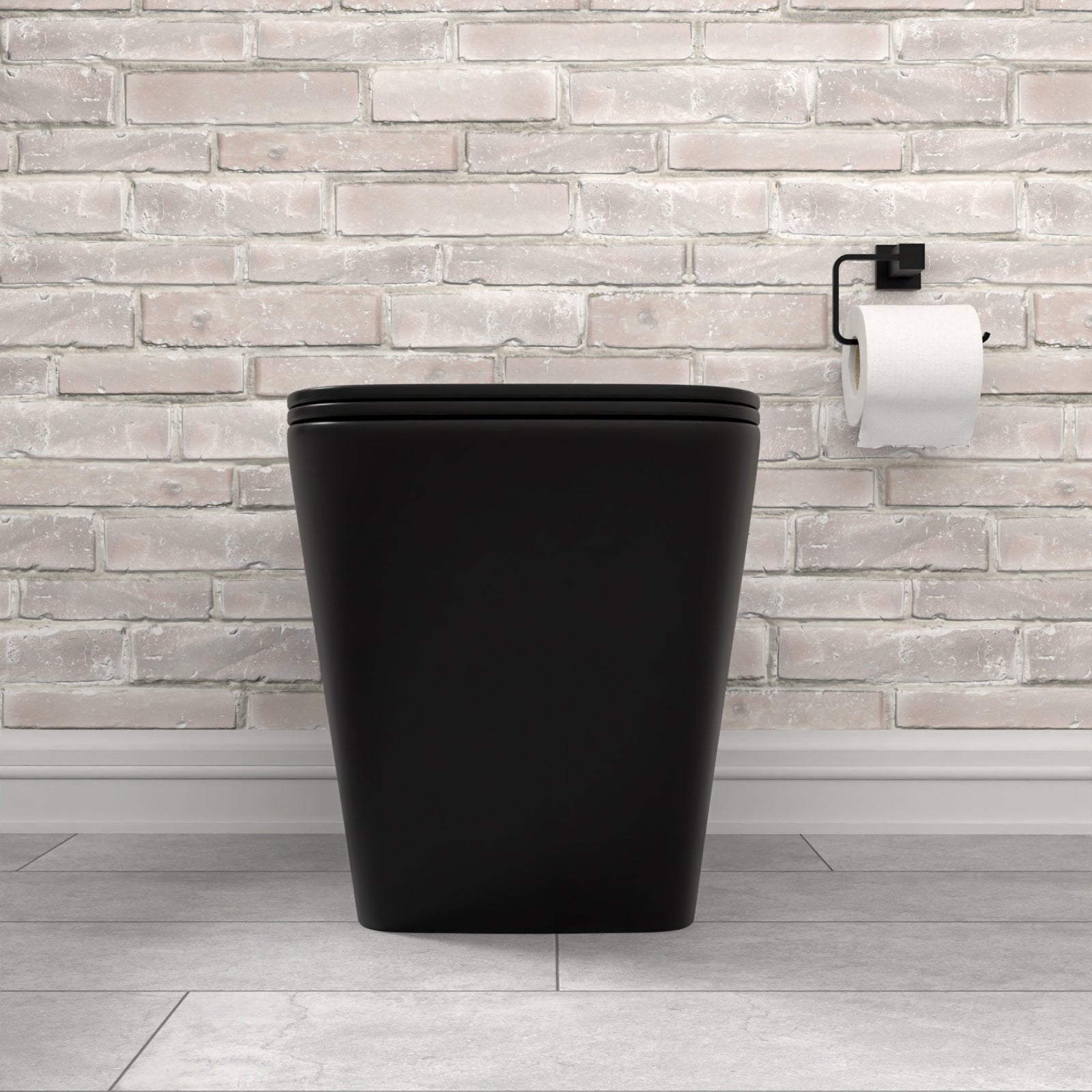 Rimless Square Back To Wall Toilet Pan & Soft Close Seat Matte Black