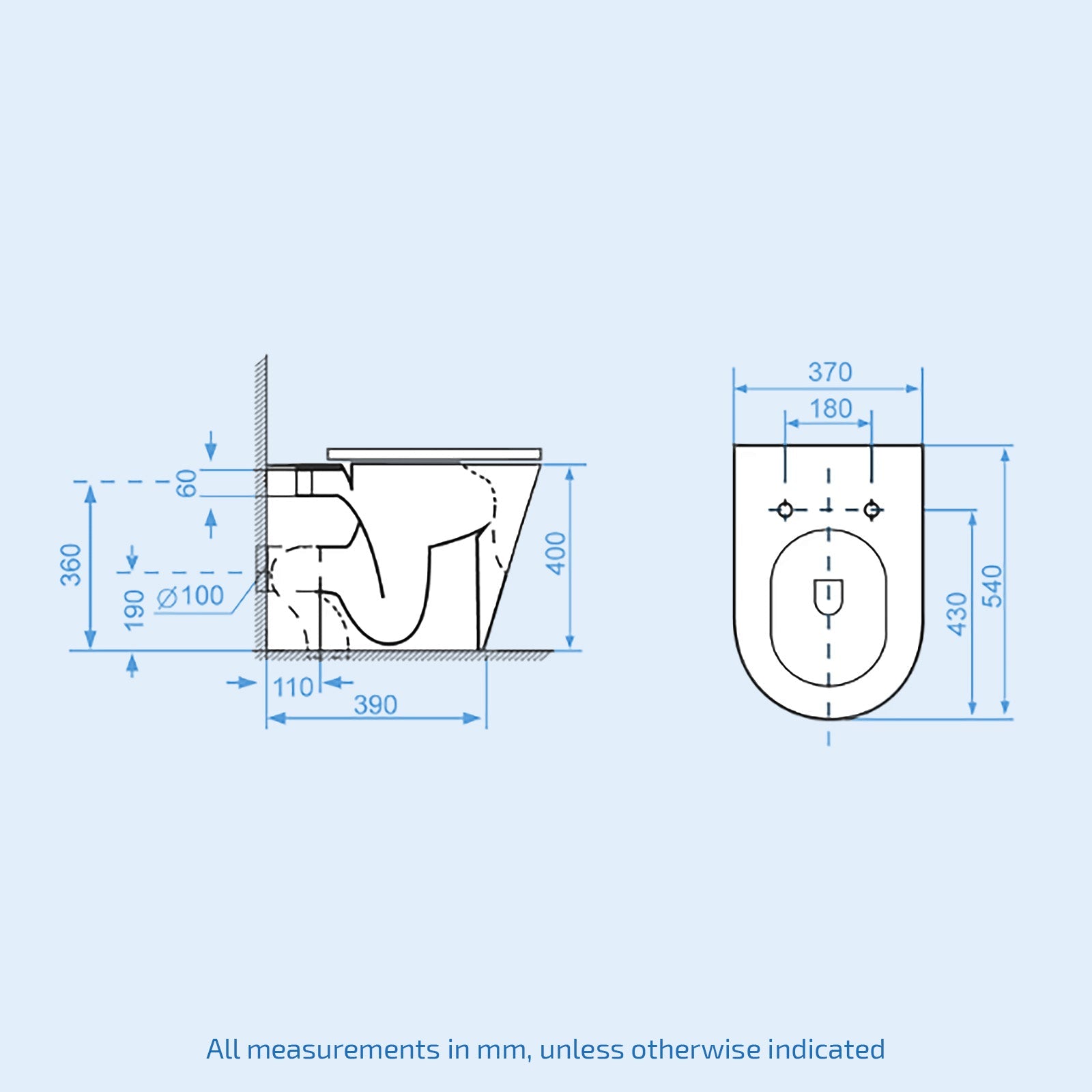 Rimless Round Back To Wall Toilet Pan & Soft Close Seat Matte Black