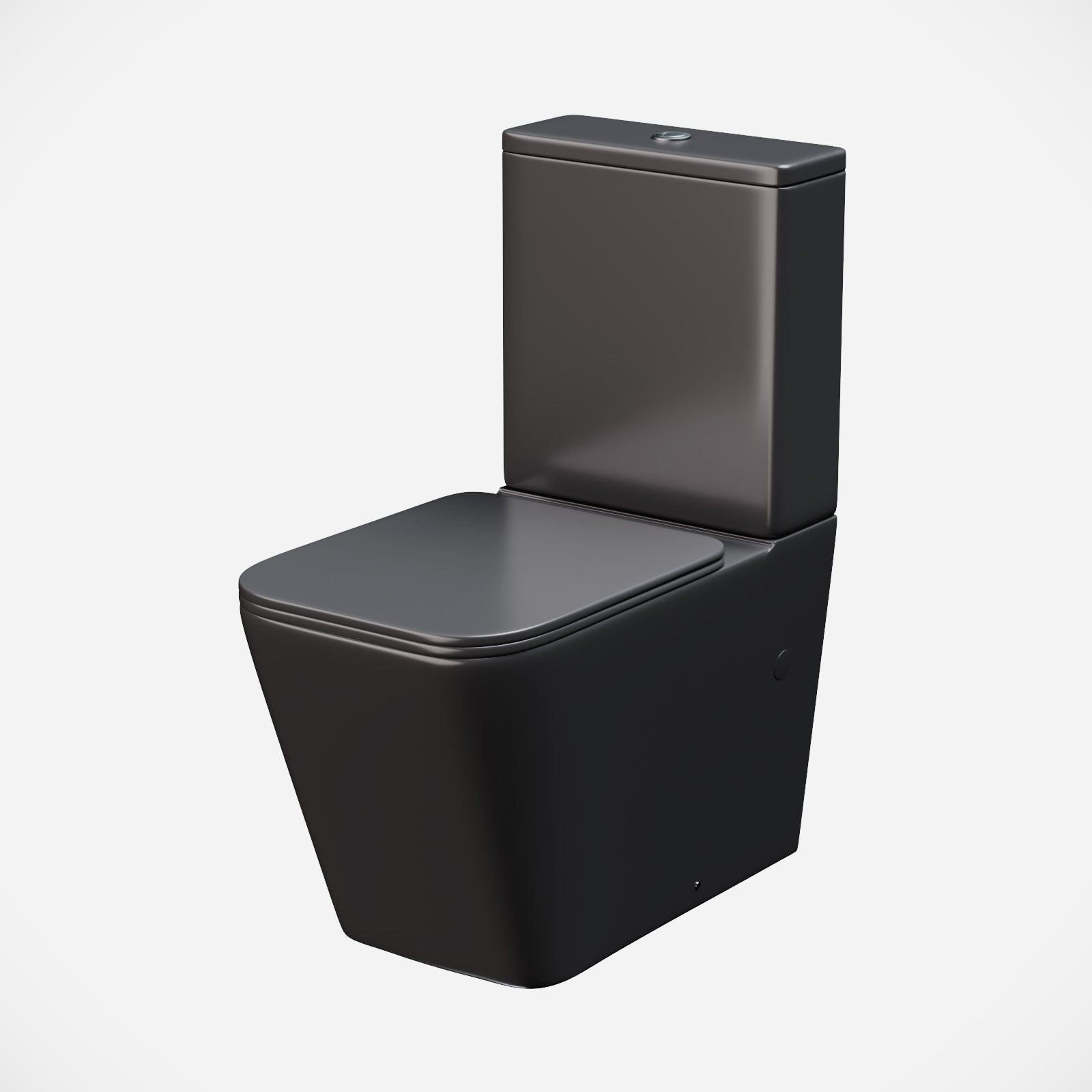 Rimless Square Close Coupled Toilet Pan, Cistern & Seat Matte Black