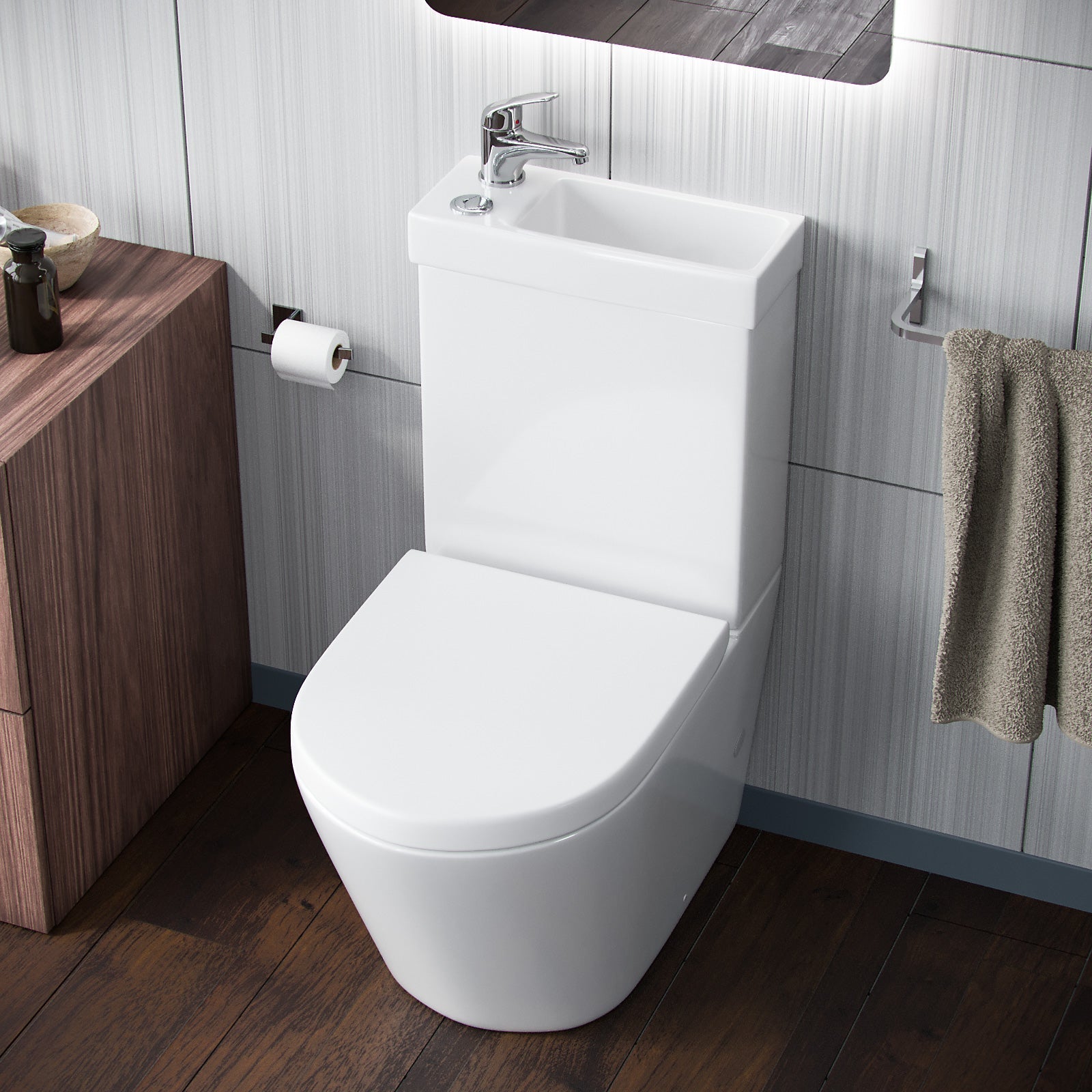 Pilton 2 in 1 Close Coupled Pan, Cistern And Round PP Toilet Seat