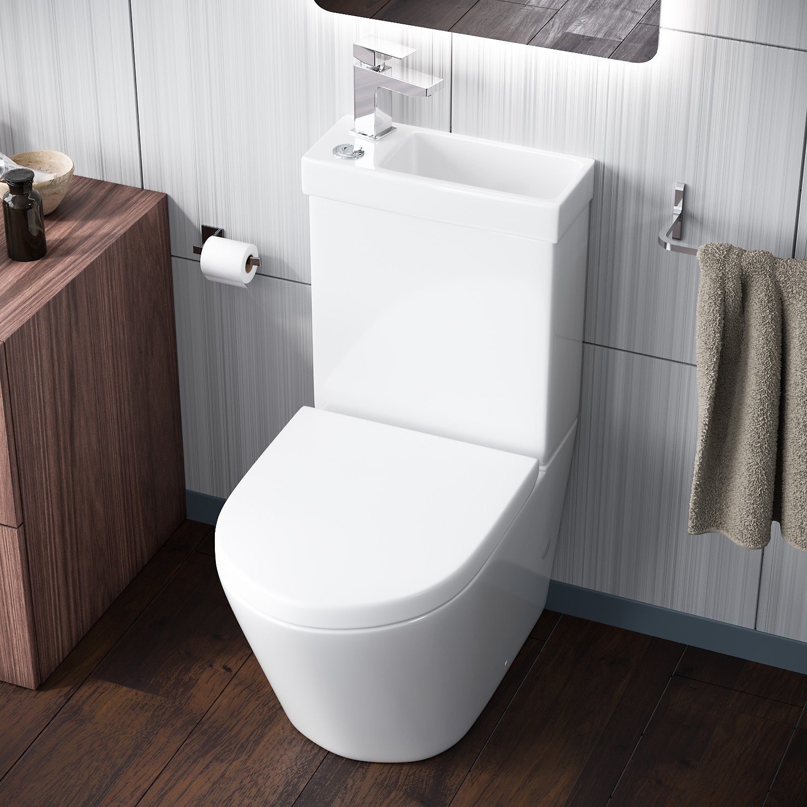 Pilton 2 in 1 Close Coupled Pan, Cistern, Seat & Aldo Basin Mixer Tap