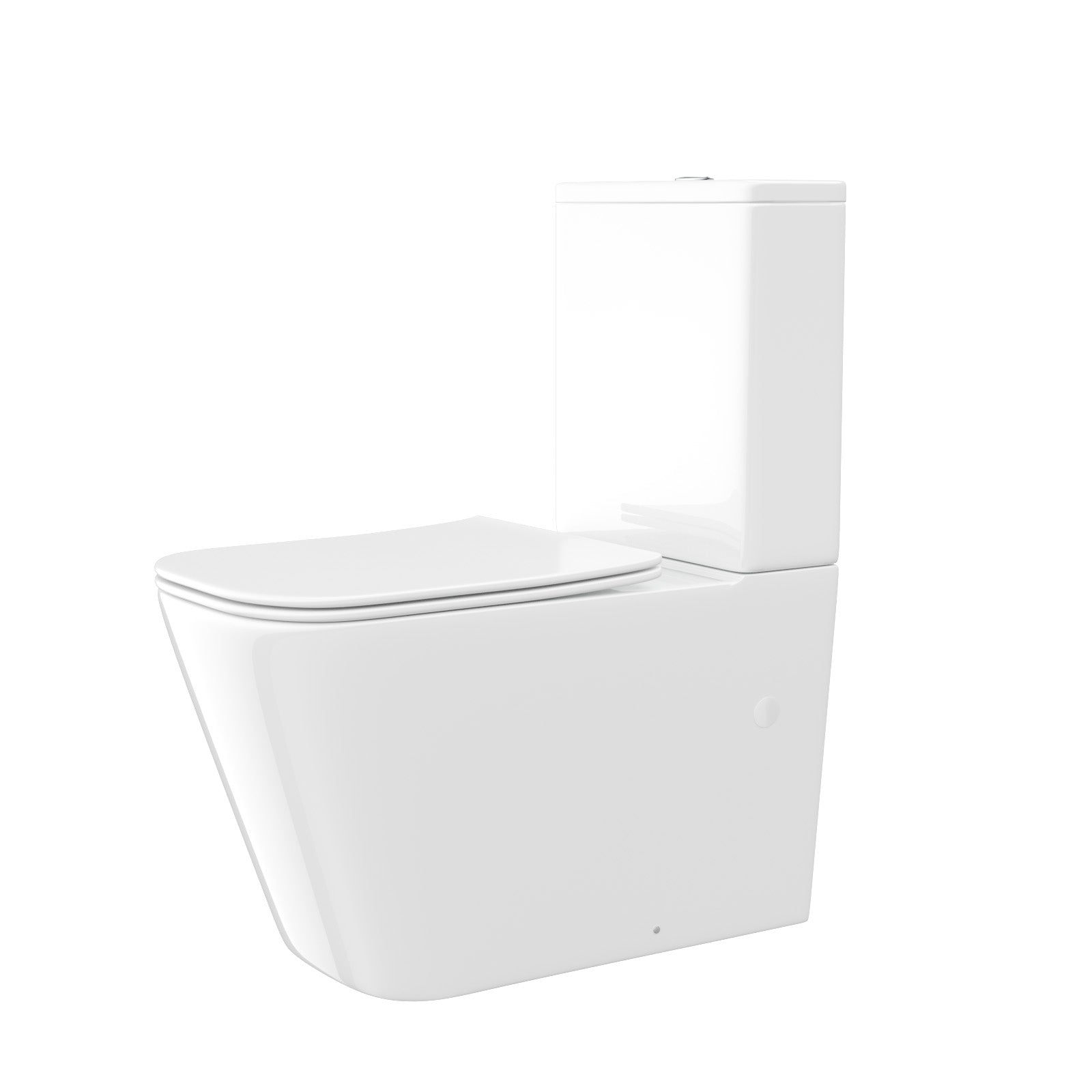 Square Rimless Close Coupled Toilet, Cistern And Soft Close Toilet Seat