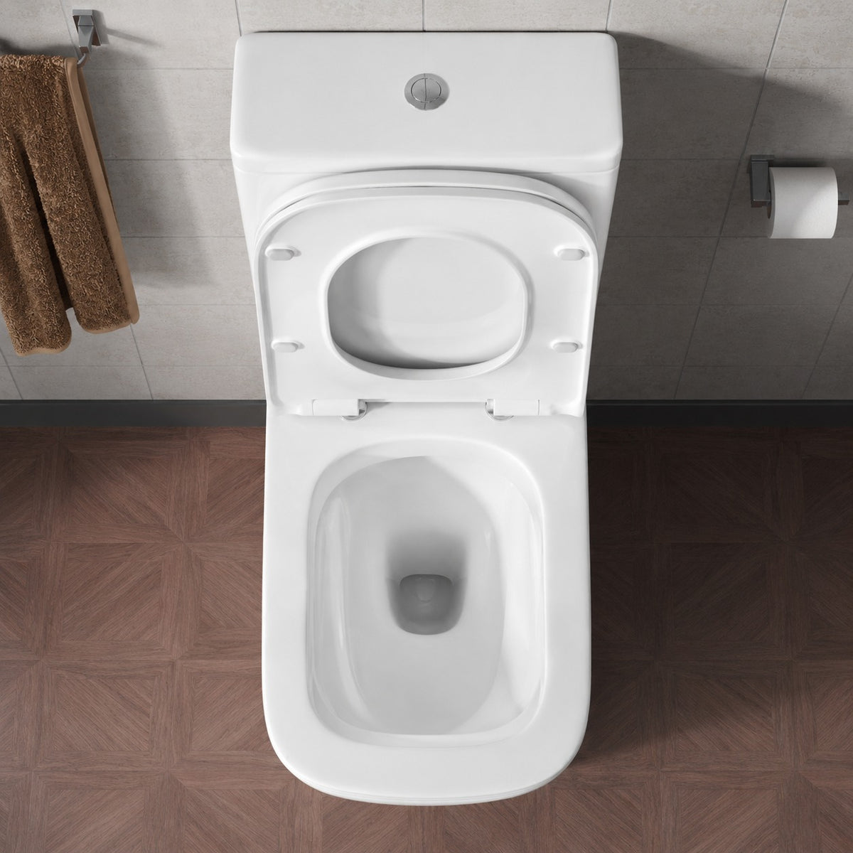 Norton Square Rimless Close Coupled Toilet, Cistern And Soft Close Toilet Seat