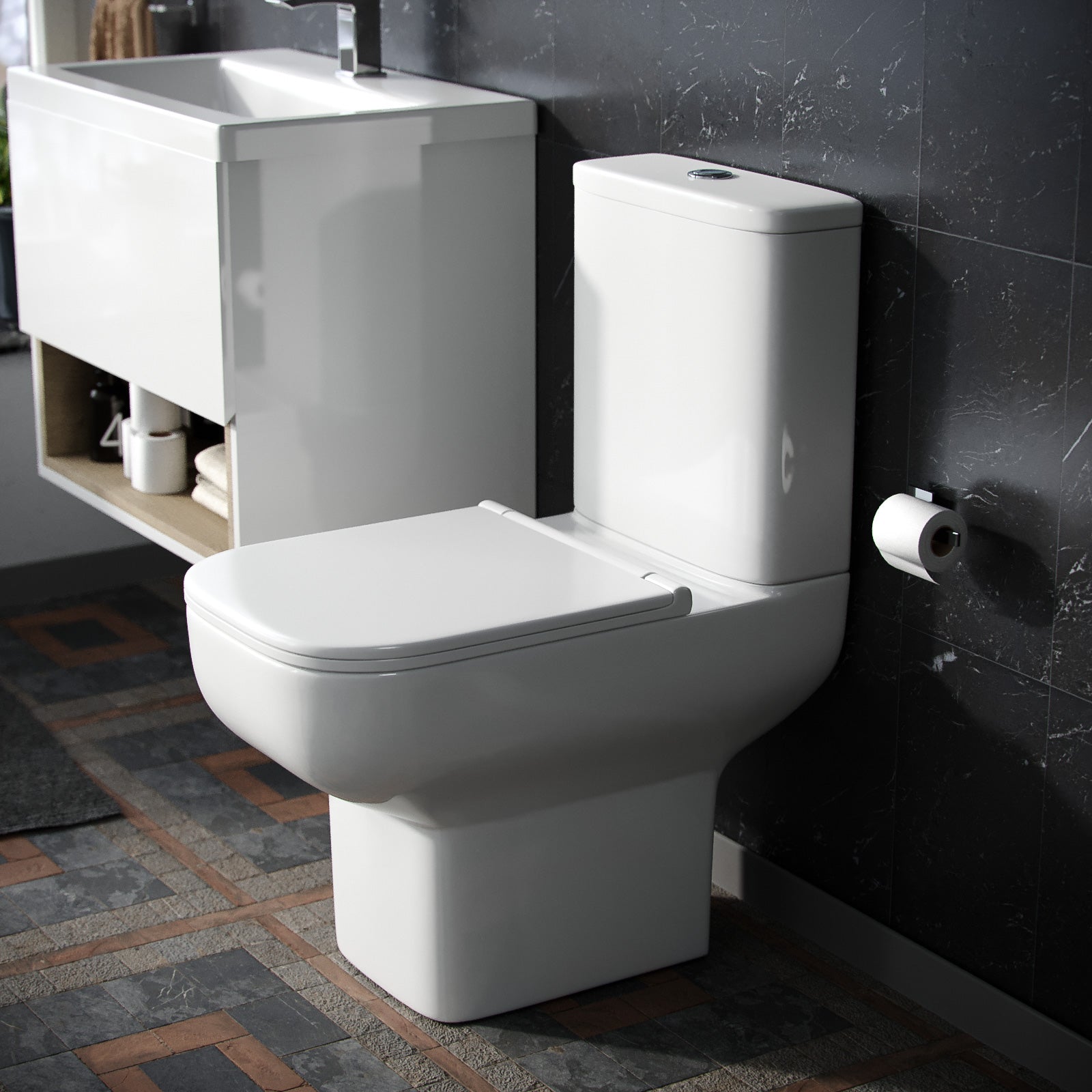 Louie Close Coupled Toilet Pan, Cistern & Soft Close Seat