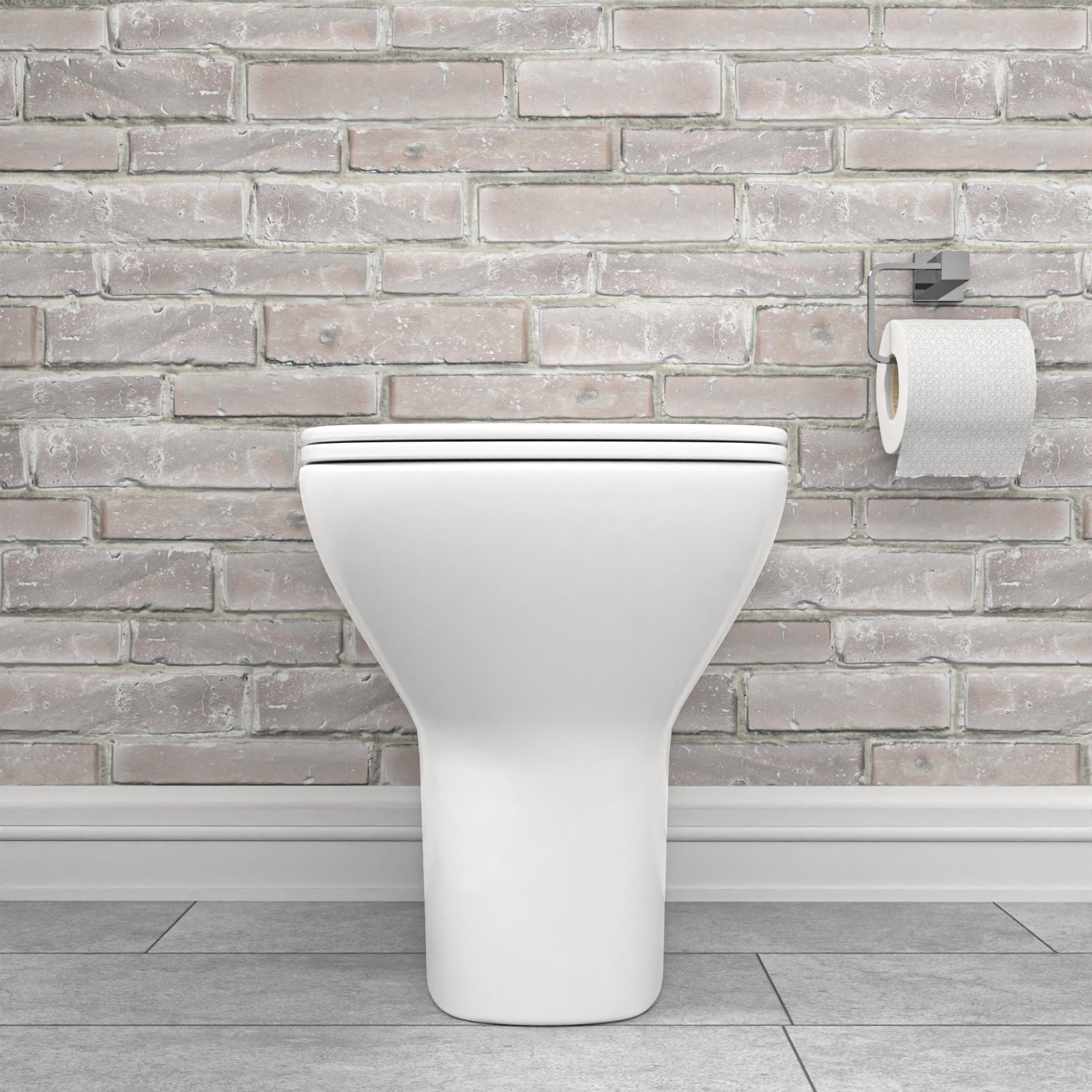 White Square Shape Back to Wall Toilet with Soft Close Slim Seat
