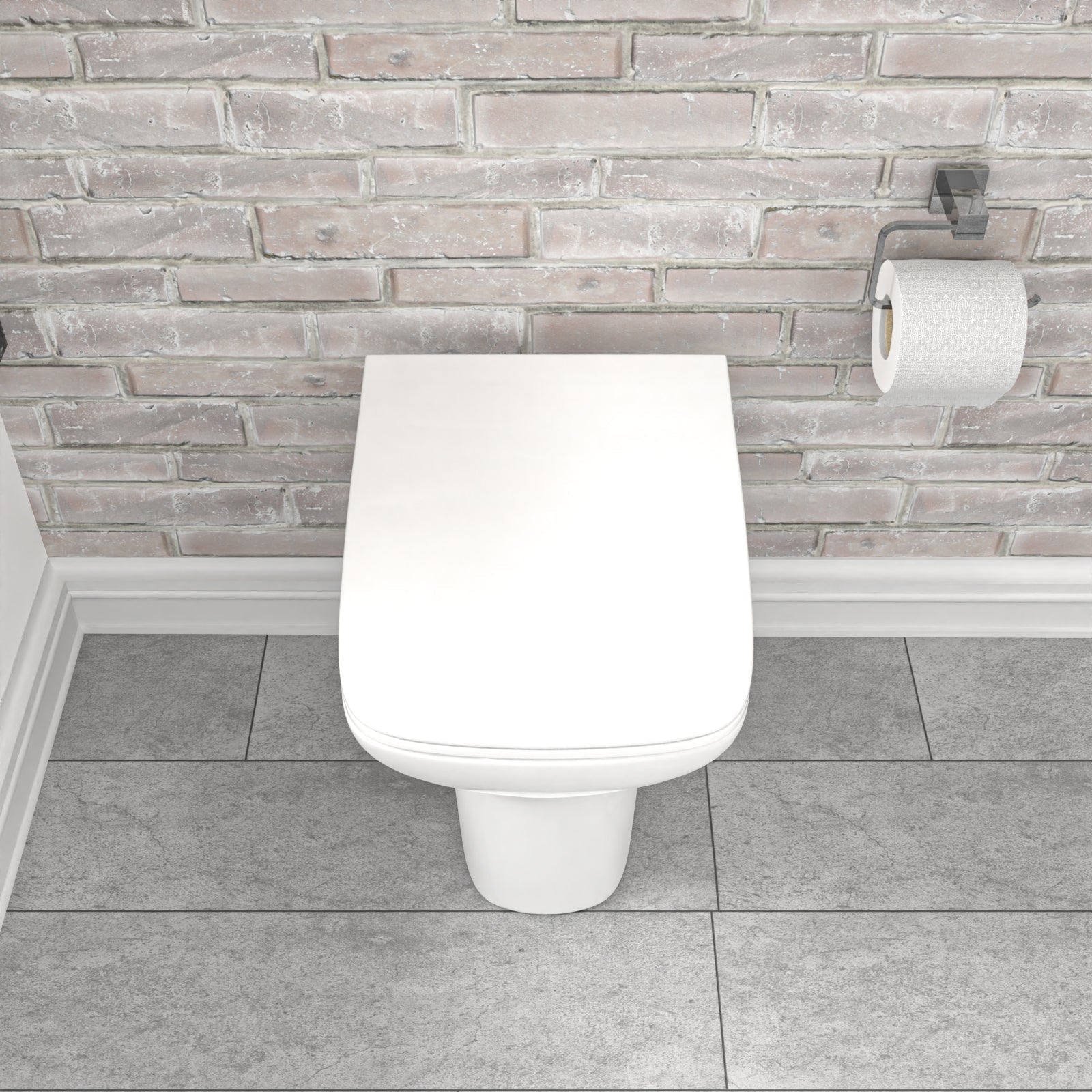 White Square Shape Back to Wall Toilet with Soft Close Slim Seat