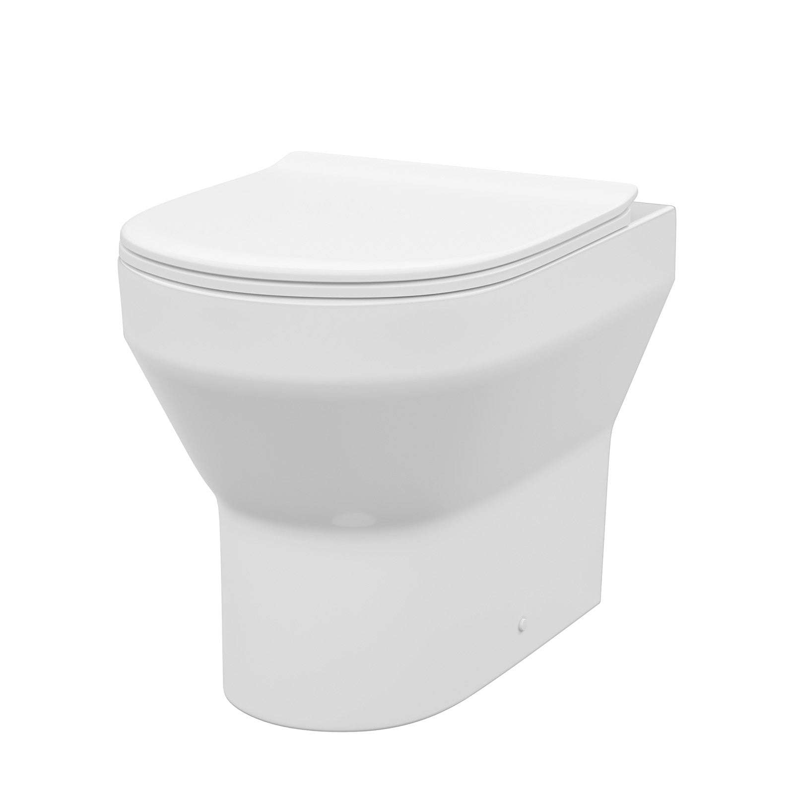 White Rimless Round Back to Wall Toilet with Soft Close Slim Seat