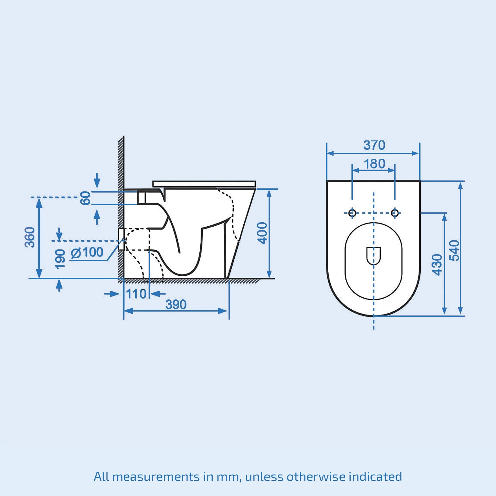 Matte Grey Rimless Round Back to Wall Toilet with Soft Close Seat