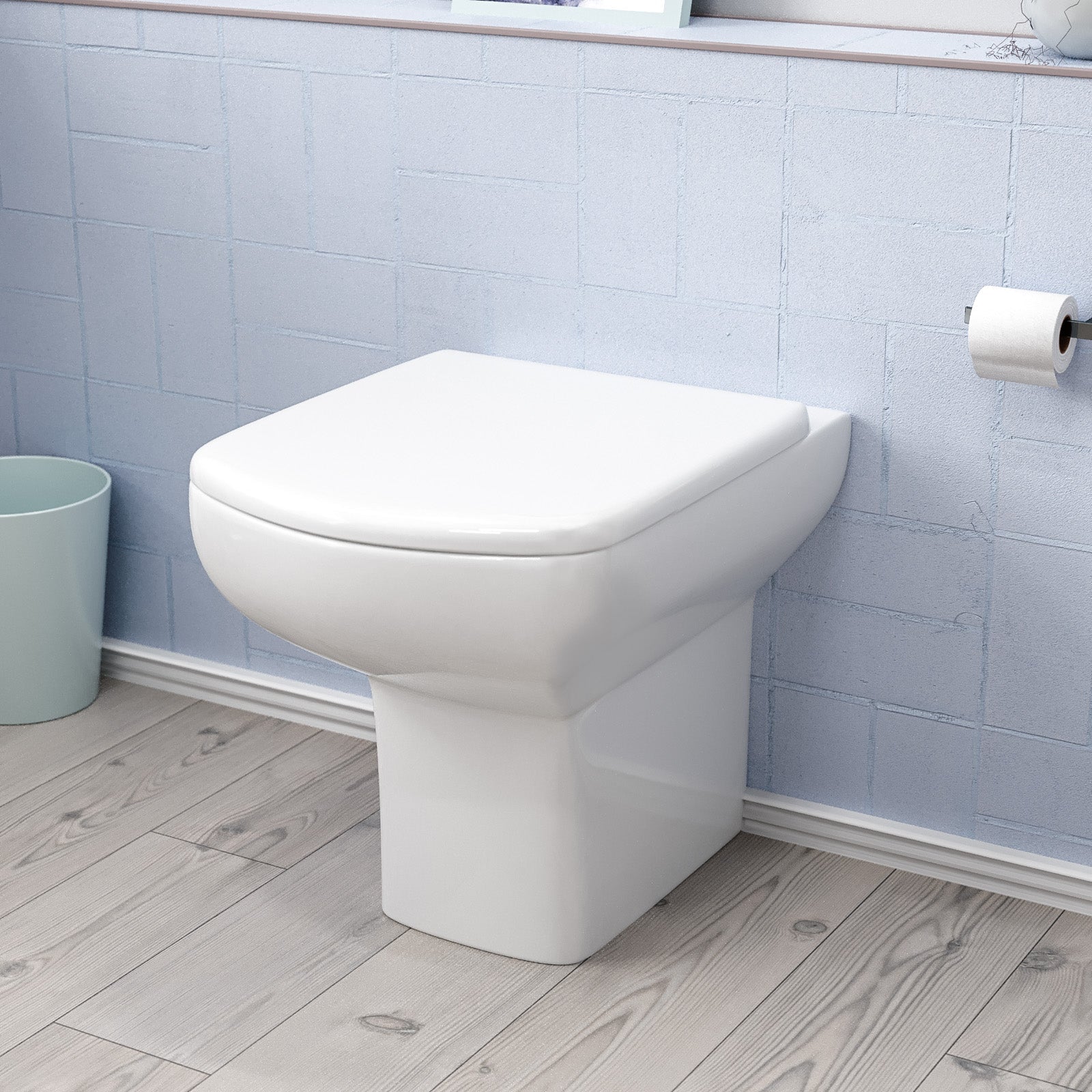 Modern Back to Wall Rimless Toilet and Soft Close Seat White