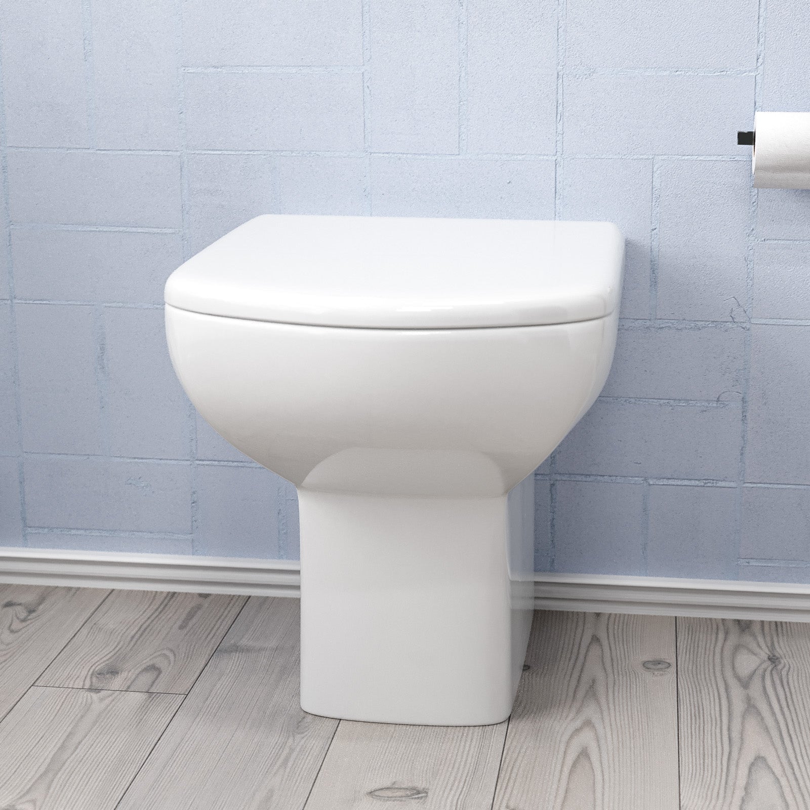 Modern Back to Wall Rimless Toilet and Soft Close Seat White