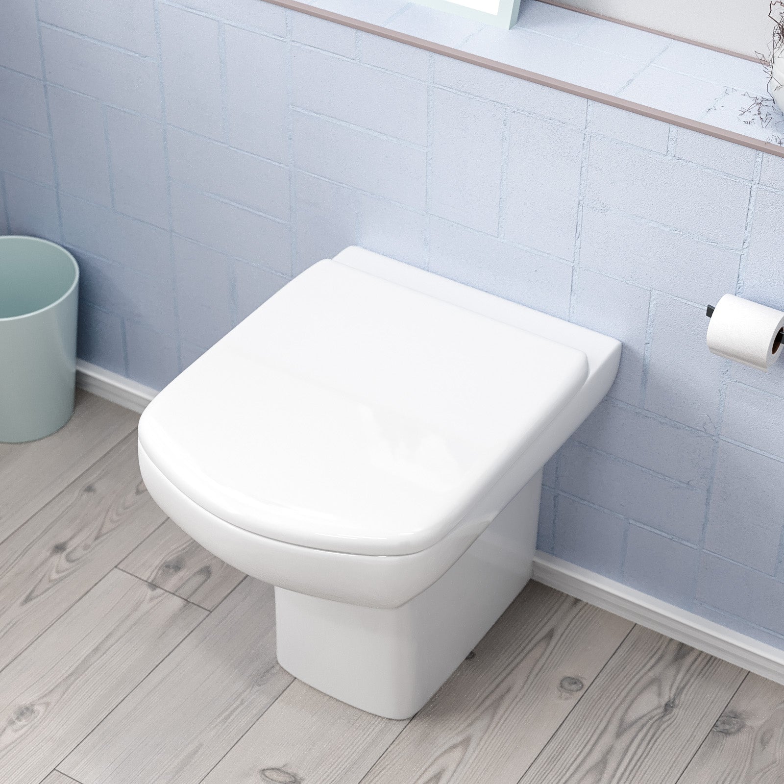 Modern Back to Wall Rimless Toilet and Soft Close Seat White