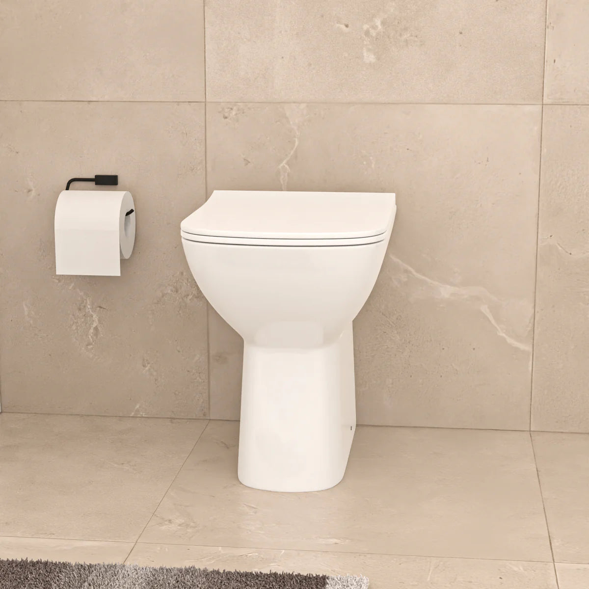 White Square Rimless Comfort Height Toilet with Soft Close Slim Seat