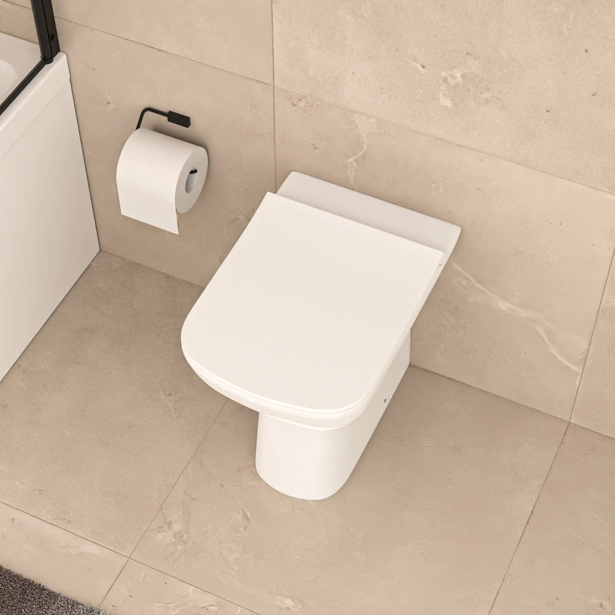 White Square Rimless Comfort Height Toilet with Soft Close Slim Seat