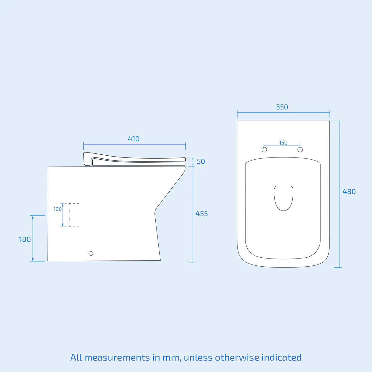 White Square Rimless Comfort Height Toilet with Soft Close Slim Seat