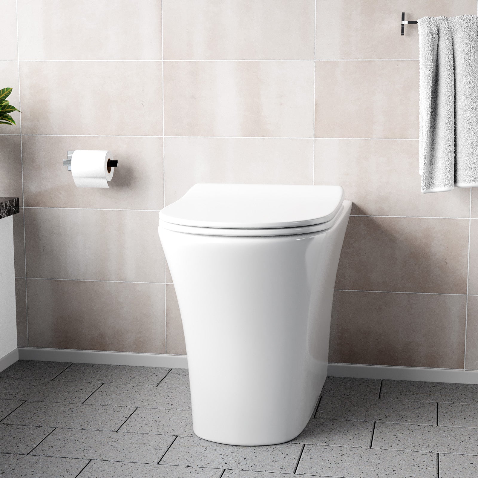Henley Modern Rimless Back to Wall Toilet with Soft Close Seat White