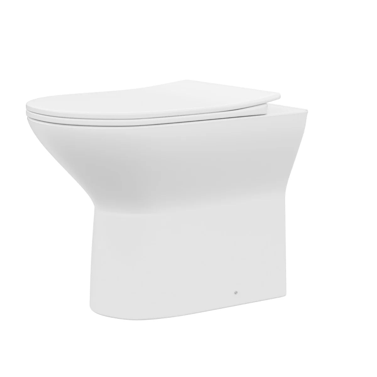 Compact Gloss White Rimless Back To Wall Toilet Slim Soft Close Seat Cover
