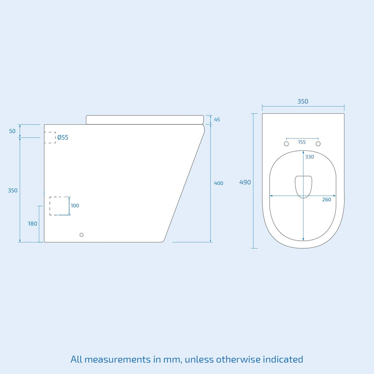 Eslo Compact Modern 2-in-1 Back to Wall Toilet and WC Unit Combined Basin - Gloss White