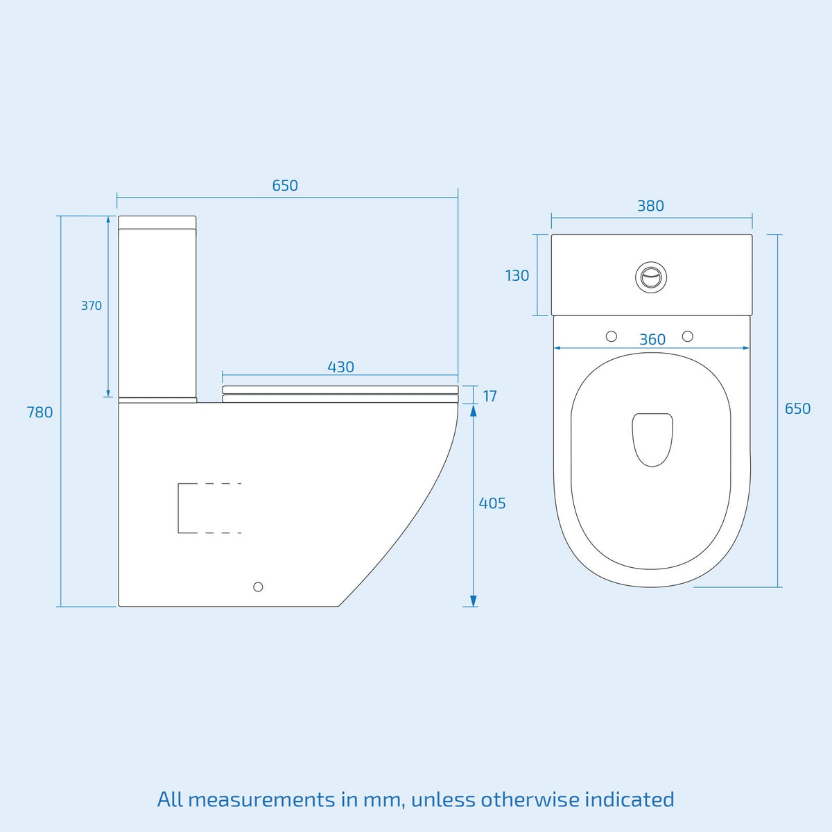 Round Close Coupled Toilet and Seat with Cistern