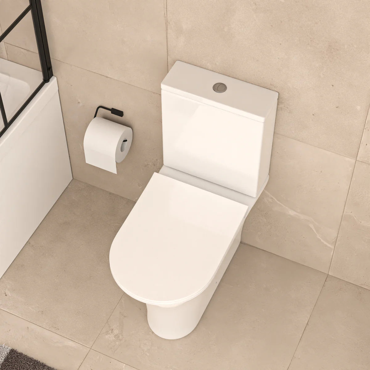 White Comfort Height Soft Close Round Rimless Close Coupled Toilet