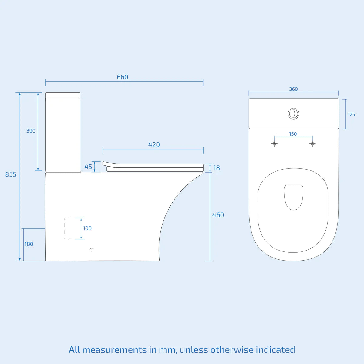 White Comfort Height Soft Close Round Rimless Close Coupled Toilet