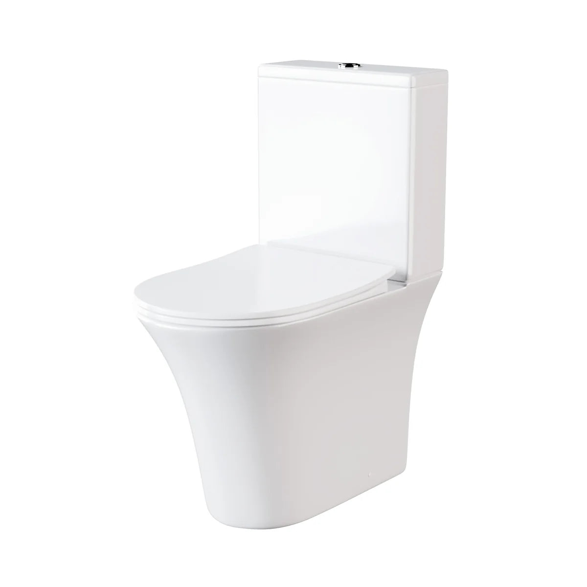 White Rimless Soft Close Round Close Coupled Toilet
