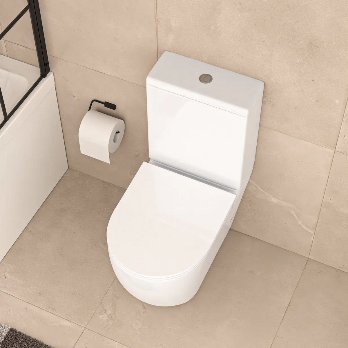 White Comfort Height Soft Close Round Rimless Close Coupled Toilet