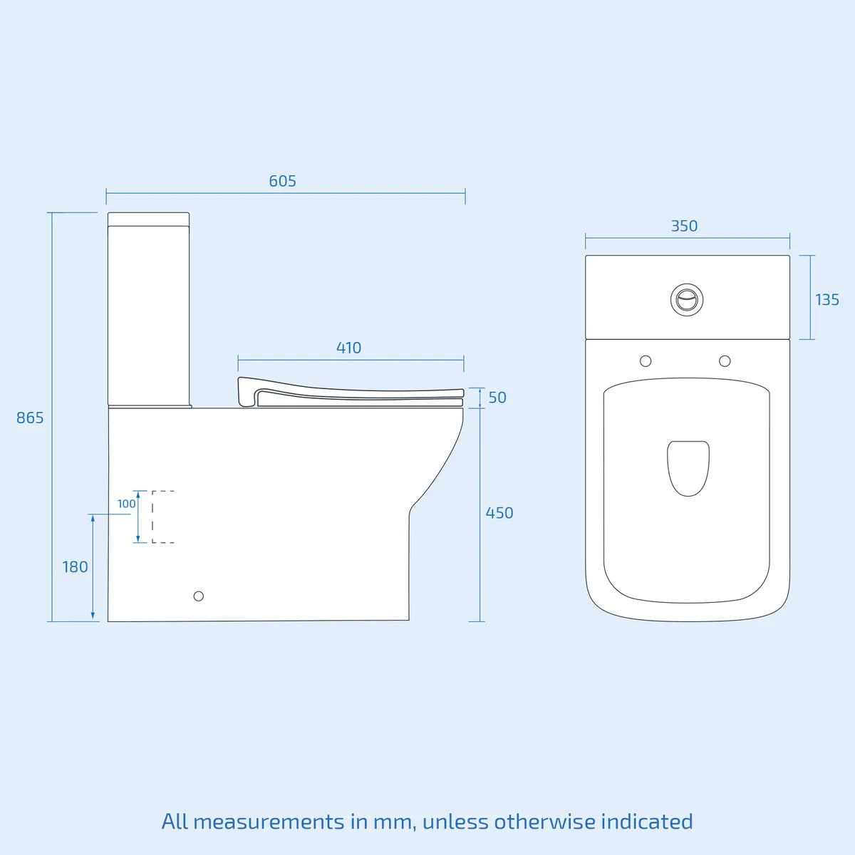 White Comfort Height Soft Close Rimless Close Coupled Toilet