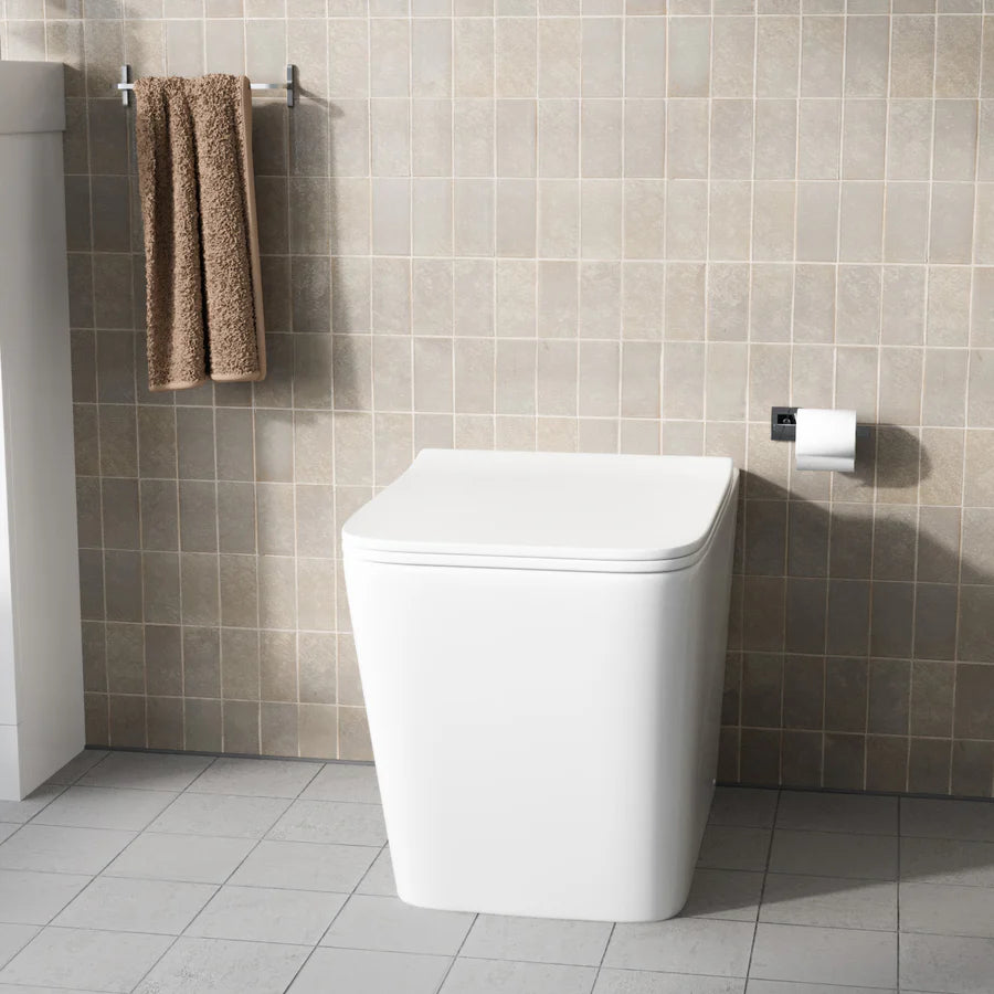 Square Rimless White Back To Wall WC Toilet Pan with Soft Close Seat