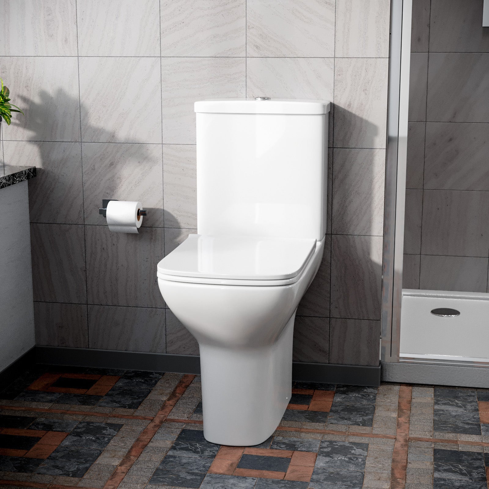 Ari Comfort Height Close Coupled WC Toilet Cistern & Soft Close Seat