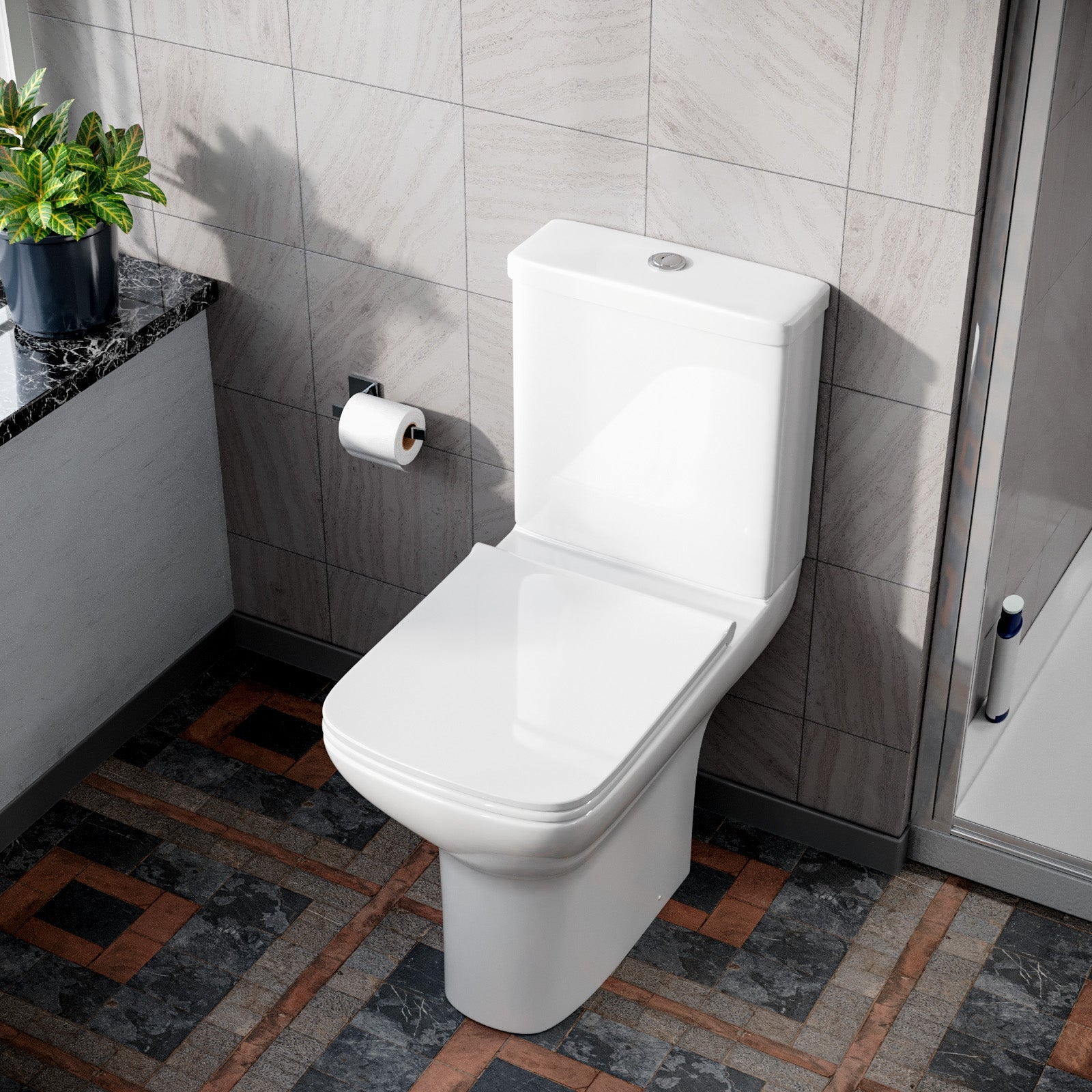 Ari Comfort Height Close Coupled WC Toilet Cistern & Soft Close Seat