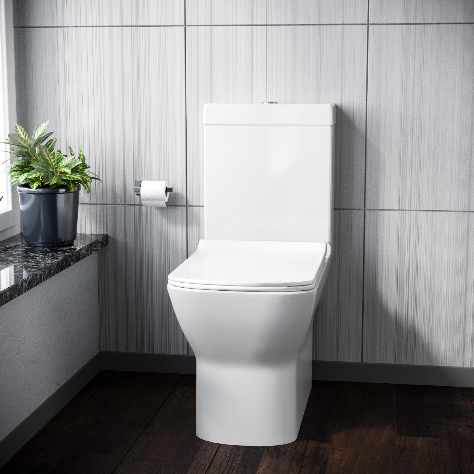 Kendal Modern Stylish Bathroom Close Coupled Toilet with Soft Close Seat White