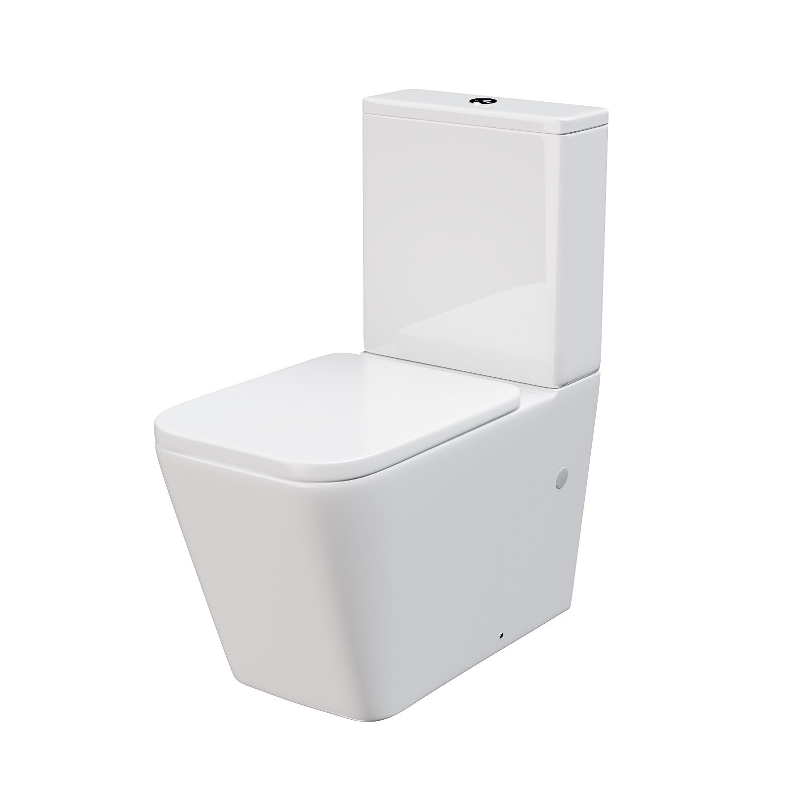Modern Square Rimless Closed Coupled WC Toilet with Seat and Cistern