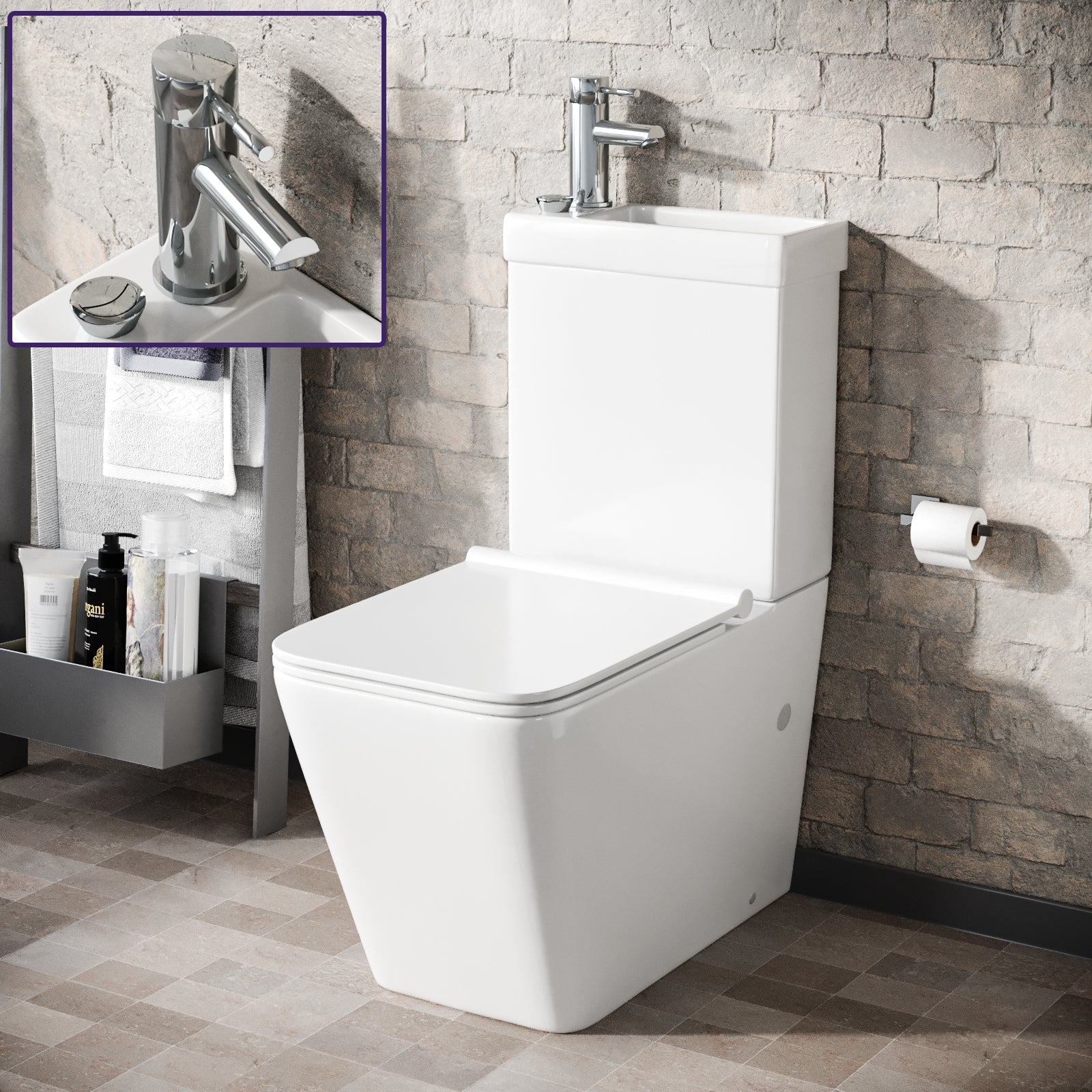 Nova 2 in 1 Combo Toilet and Basin Space Saver Unit and Basin tap