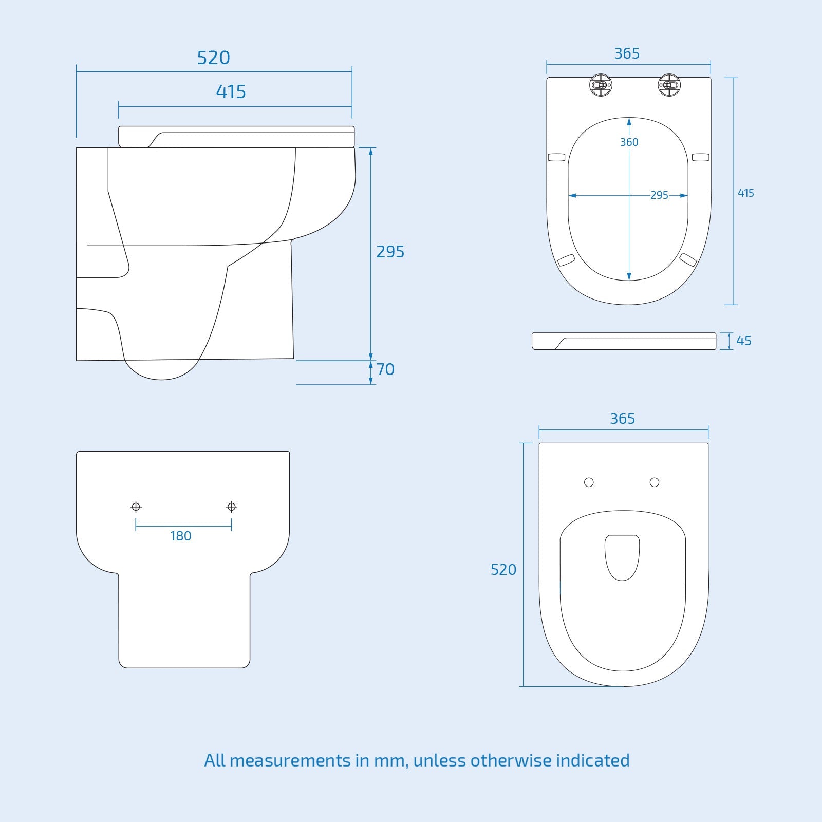 Rimless D Shape Wall Hung Toilet Pan with Soft Close Seat & Wall Frame