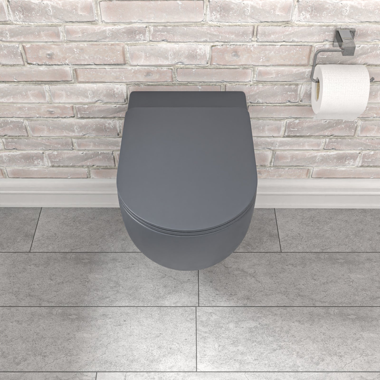 Tornado Flush Dark Grey Wall Hung Rimless Toilet With Soft Close Seat