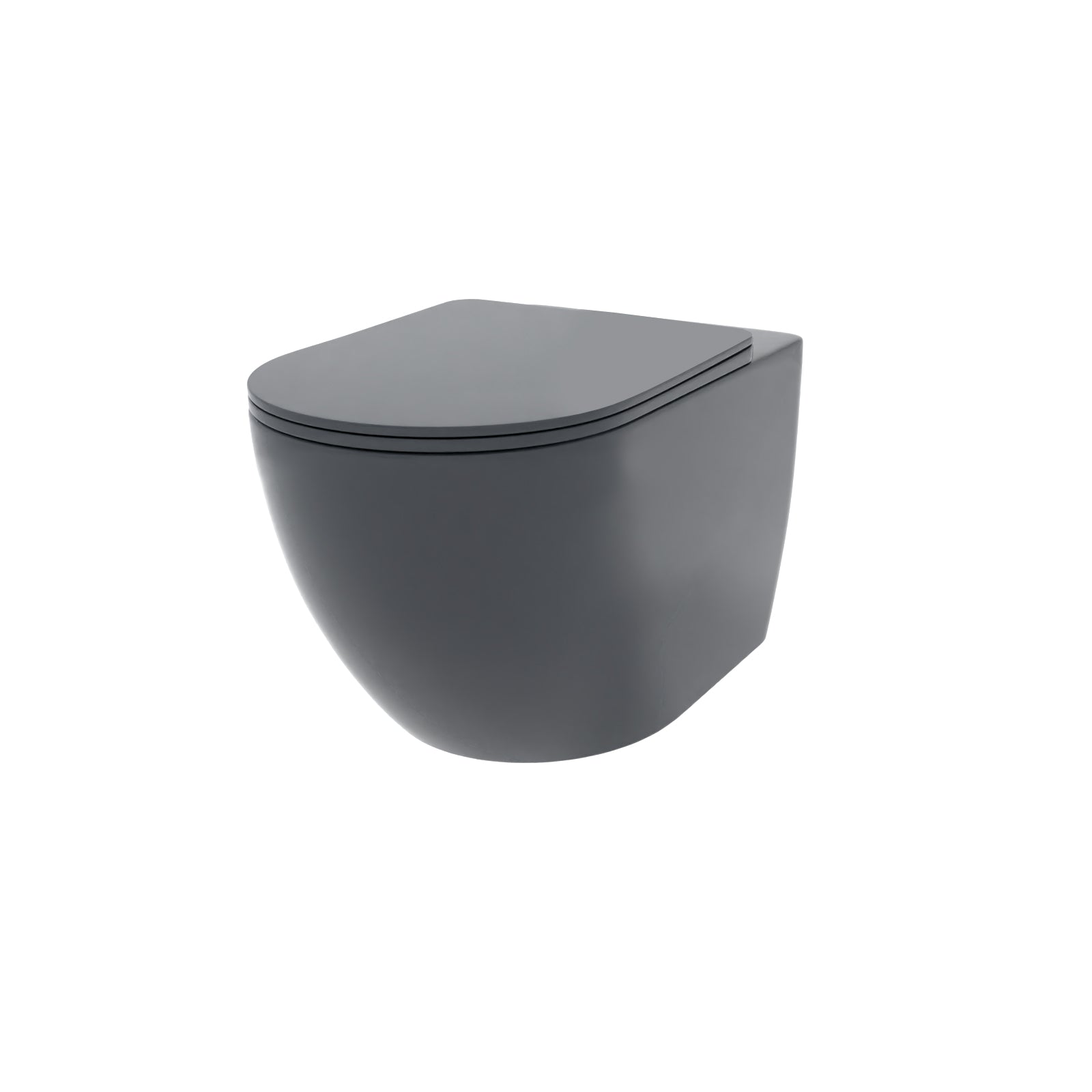 Tornado Flush Dark Grey Wall Hung Rimless Toilet With Soft Close Seat