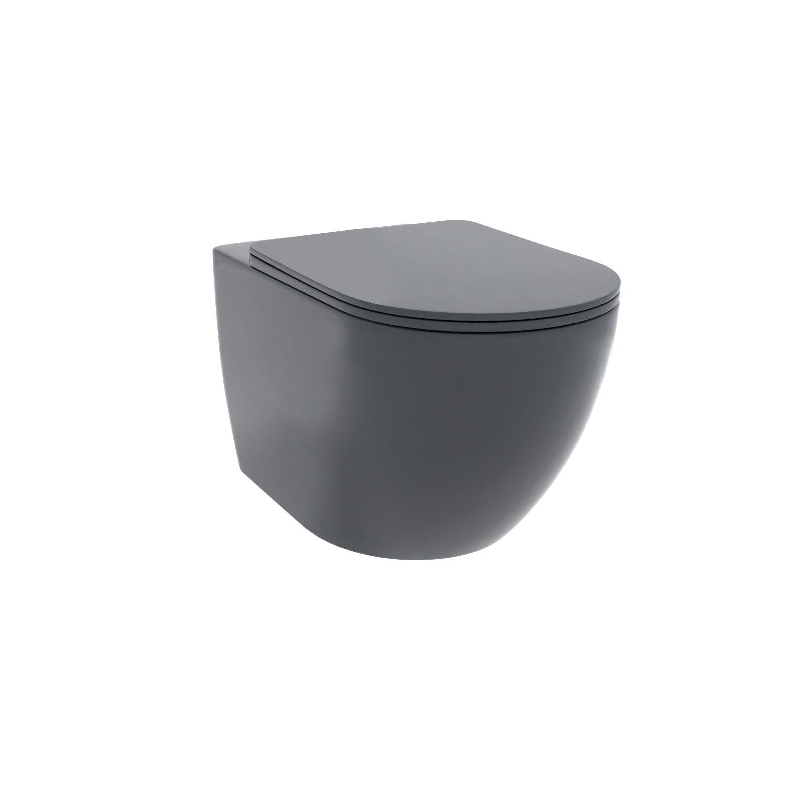 Tornado Flush Round Dark Grey Wall Hung Rimless Toilet With Frame & Flush Plate
