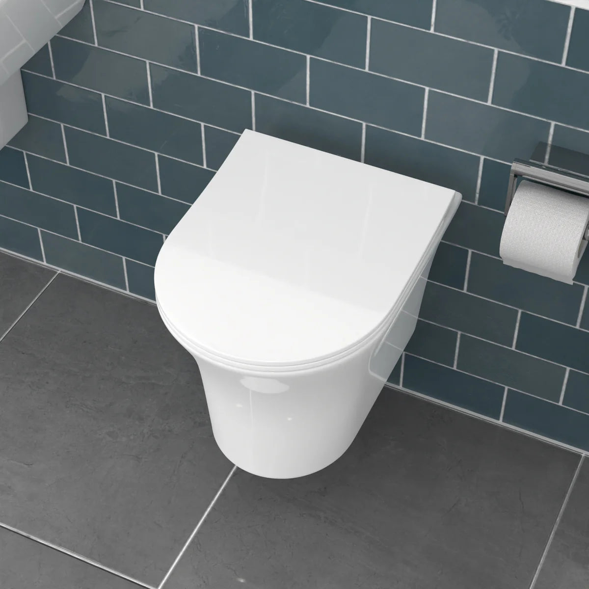 White Rimless Soft Close Round Wall Hung Toilet Pan Seat