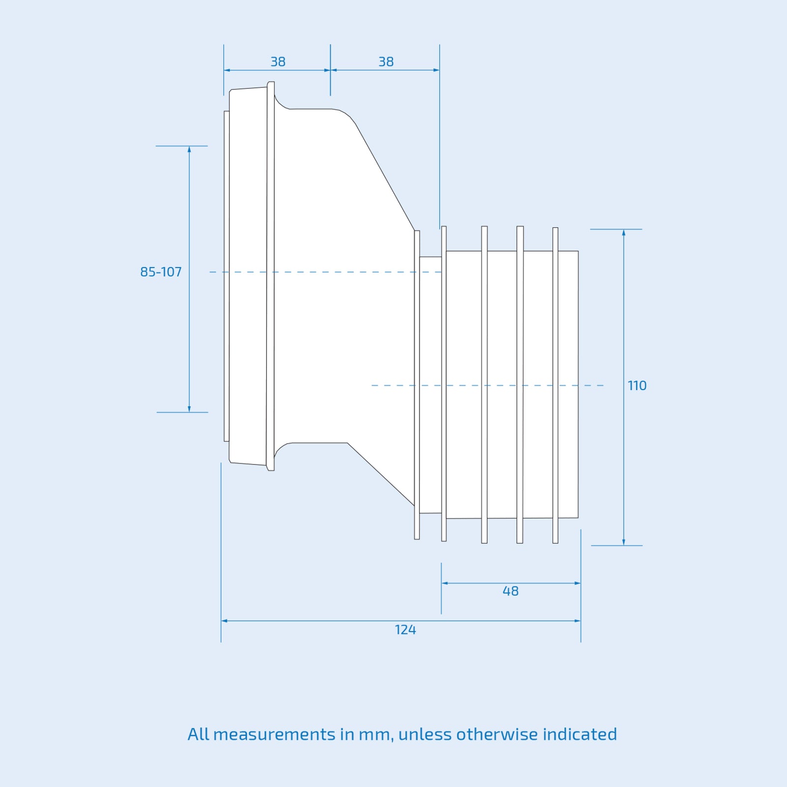 Offset WC Pan Connector White 40mm Toilet Outlet