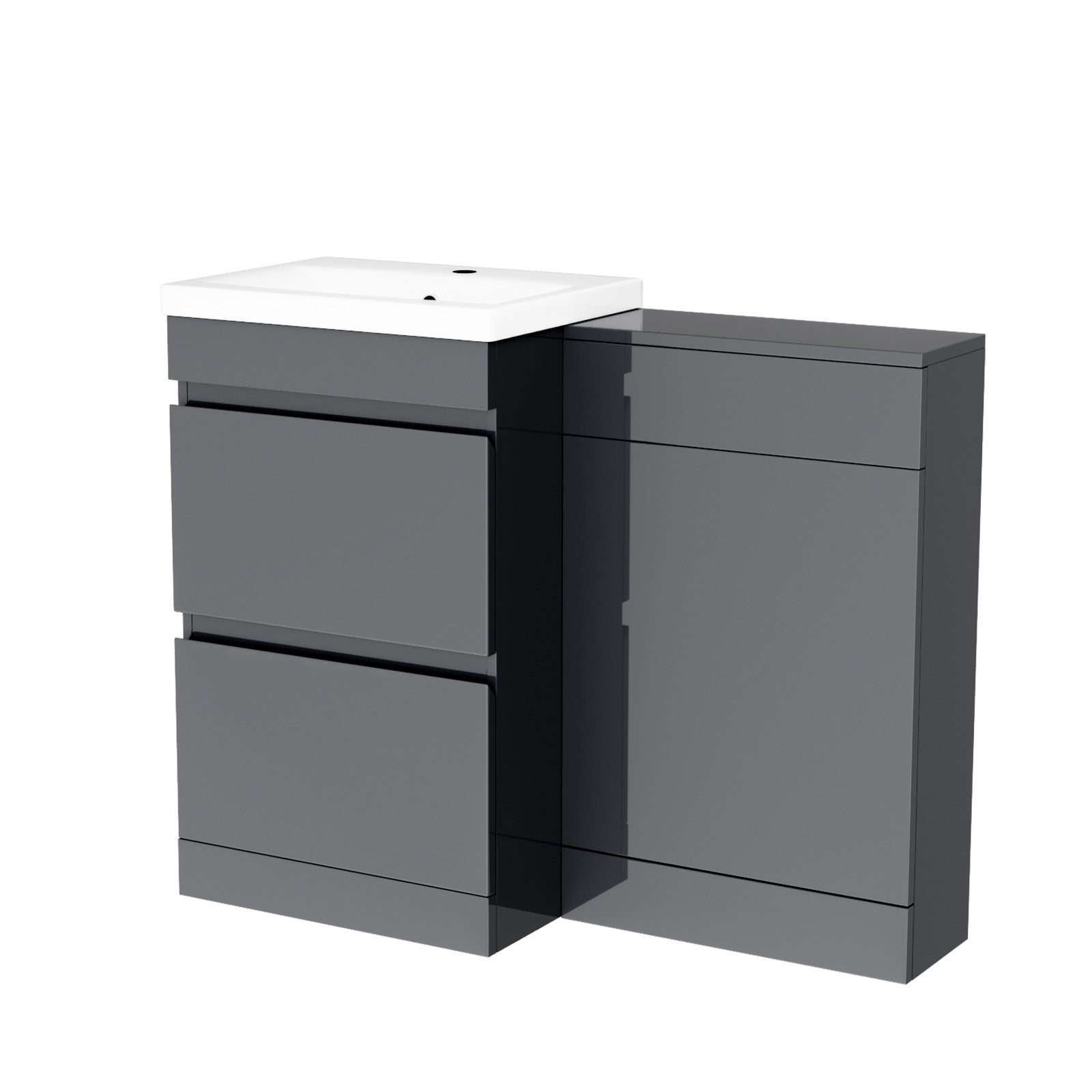 Alaska Dark Grey Freestanding PVC 500mm 2 Drawers Vanity & WC Unit