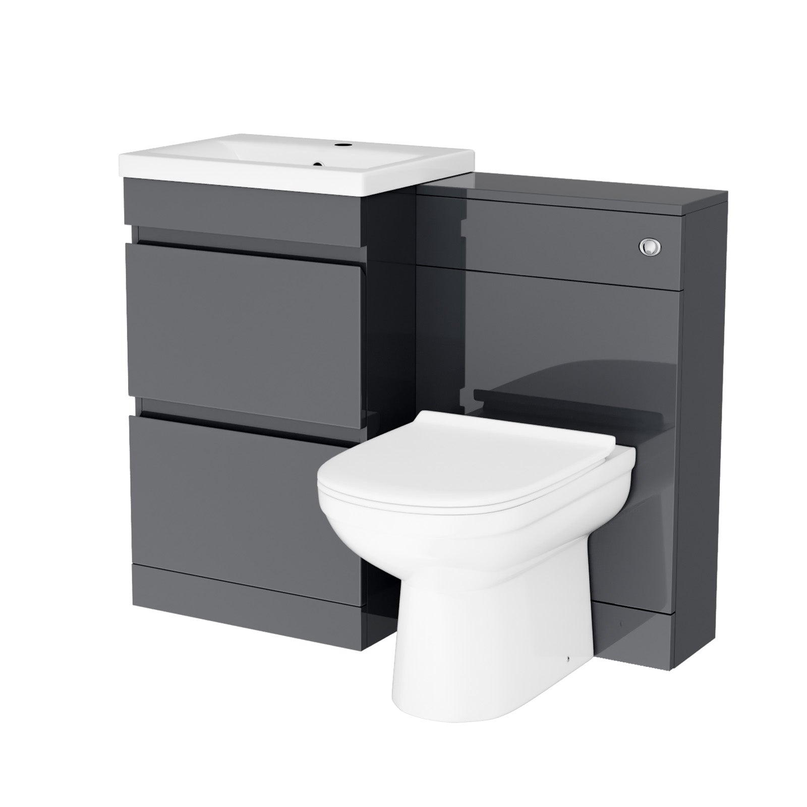 Alaska Dark Grey Freestanding PVC 500mm Vanity, WC Unit & BTW Toilet