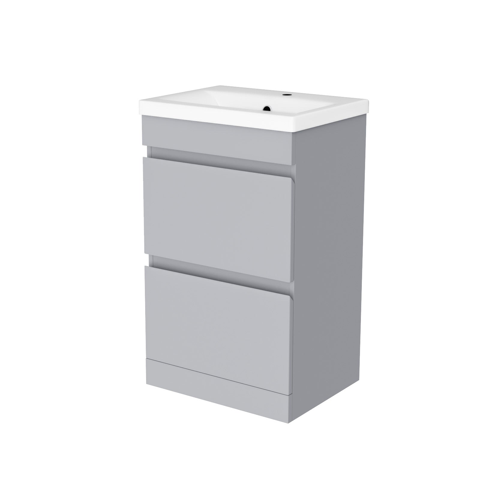 Alaska Floorstanding Matte Grey 500mm PVC 2 Drawers Vanity Unit & Basin Sink