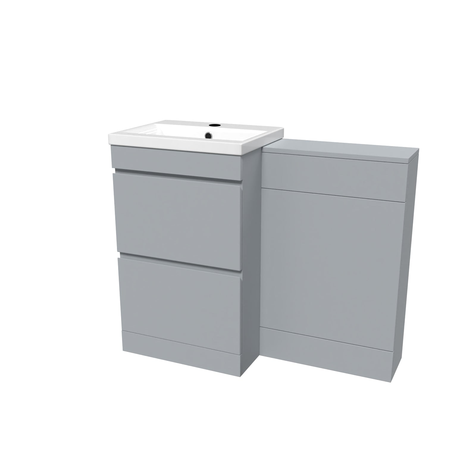 Alaska Matte Grey Freestanding PVC 500mm 2 Drawers Vanity & WC Unit